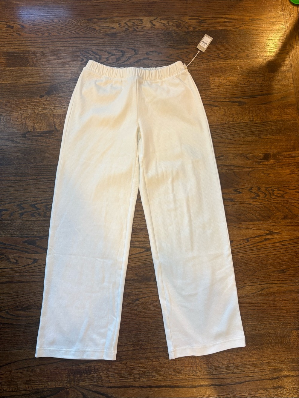 Haven well within organic cotton Wide-Leg Pull-On Pants in Cream lounge pants